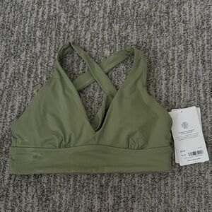 Athleta Olive Green Cross-Back Bikini Top